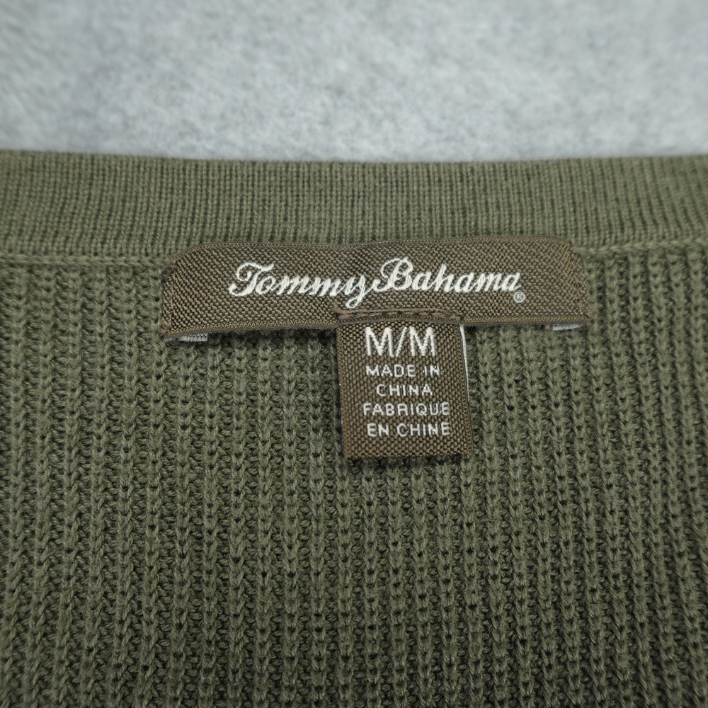 Tommy Bahama Sweater Womens Medium Green Ribbed Pullover‎ V Neck Casual - Picture 7 of 15